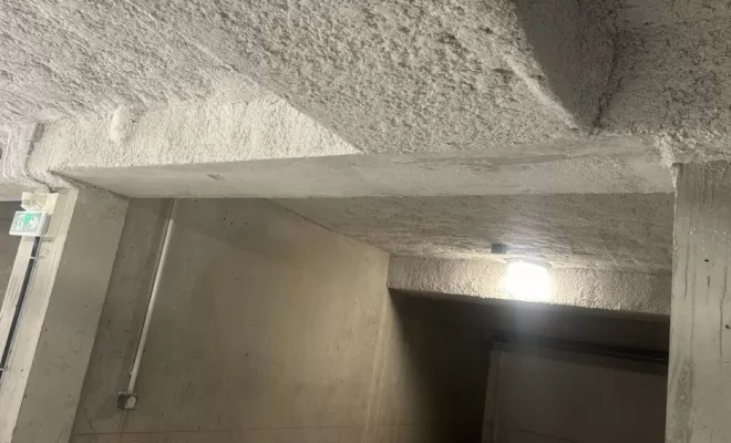 Flocage en plancher bas sous parking à Aix les Bains