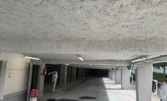 Flocage thermique par projection sur parking par SIP à Annecy