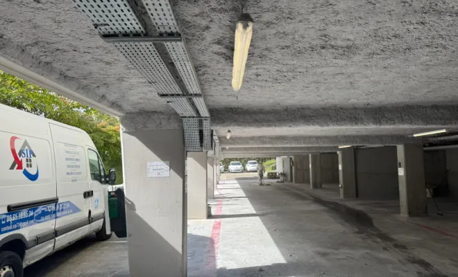 Flocage thermique par projection sur parking par SIP à Annecy